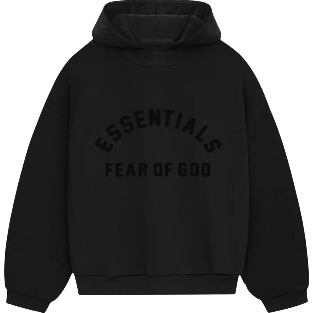 Fear of god essentials core collection nylon fleece hoodie black/black