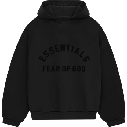 Fear of god essentials core collection nylon fleece hoodie black/black