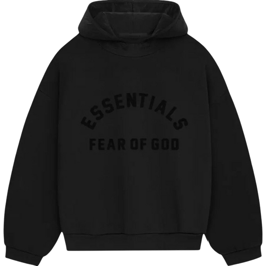 Fear of god essentials core collection nylon fleece hoodie black/black
